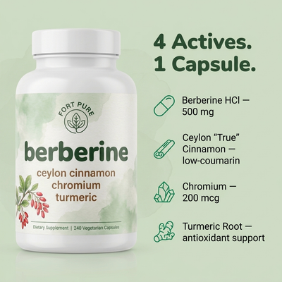 Fort Pure Berberine — Cravings & Energy Support · 4-in-1
